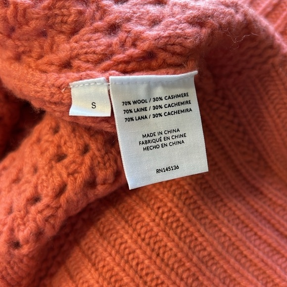 NAADAM Cashmere Wool Open Stitch Crewneck Sweater Coral Designer Sz S NEW - Picture 12 of 14